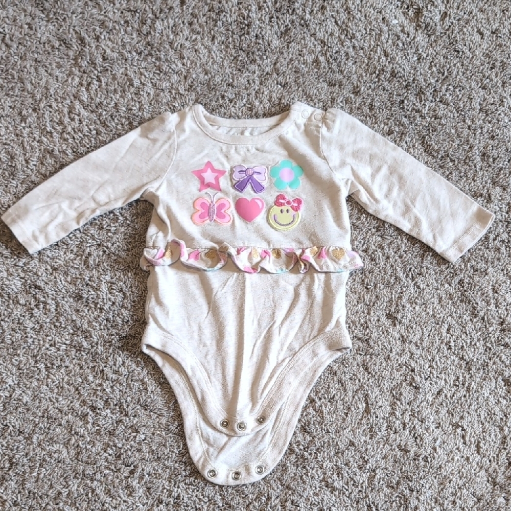 Garanimals Cream and Pink Bodysuit with Floral Design